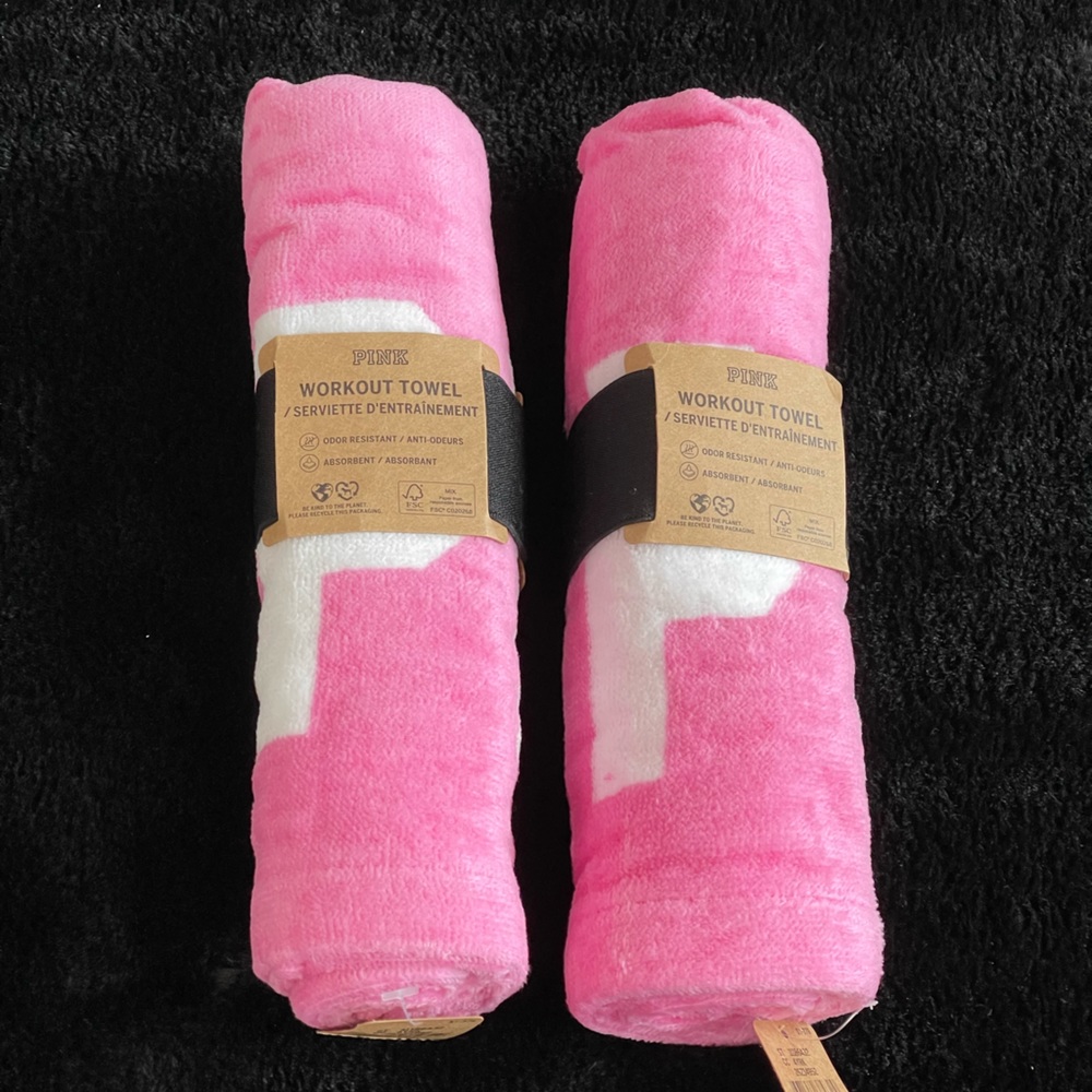 Victoria's Secret PINK Hand/ Workout Towel Set of Two in Pink color